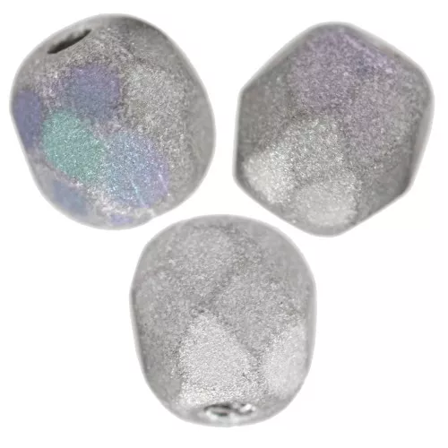 Sfaccettate mm. 4 Glittery Mat Silver x50