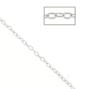 Catena sottile maglia forçat ovale 0.9 mm Placcatura argento fino x1m