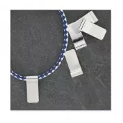 Pendente piatto da decorare 23.6x10 mm per cordone da 3.5 mm Placcatura argento fino