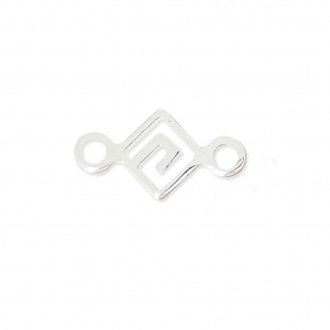 Distanziatore rombo 2 anelli 13x6.7 mm Placcatura argento fino x1