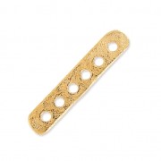 Distanziatore 6 fori martellato19x4 mm Dorato con oro fino con oro fino satinato x1|raw }}