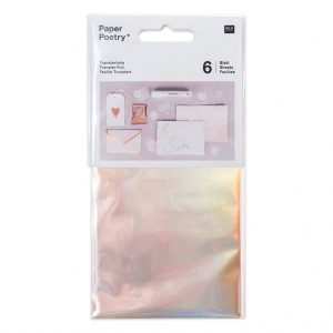 Pacco di 6 fogli di transferts metallizzati Paper Poetry Iris