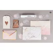 Pacco di 6 fogli di transferts metallizzati Paper Poetry Dorato Rosa