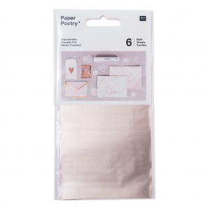 Pacco di 6 fogli di transferts metallizzati Paper Poetry Champagne