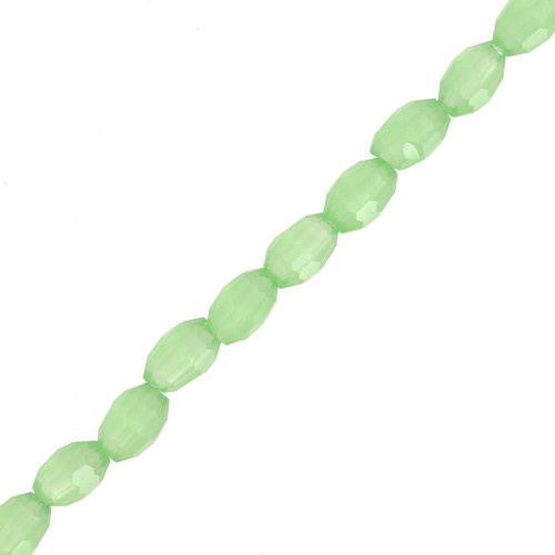 Perle in vetro sfaccettate chicchi di riso 6x4 mm Lichen x 40cm