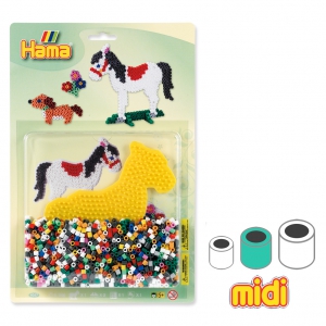 Kit chcavallo e cagnolino con perle da stirare Hama MIDI 5 mm per bambini