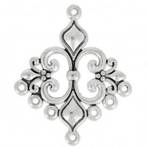 Pendente motivo Fiordaliso 7 anneaux 35 mm argentato antico x1