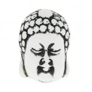 Pendente bouddha imitazione osso di yak 38.5 mm bianco/nero x1