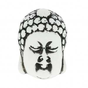 Pendente bouddha imitazione osso di yak 38.5 mm bianco/nero x1