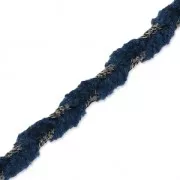 Shay Metallica velvet treccia di manifatturiera italiana 4 mm Nero Blu/rodio x1m