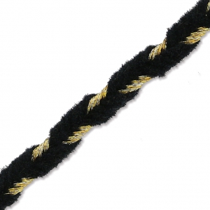 Shay Metallica velvet treccia di manifatturiera italiana 4 mm nero/dorato x1m