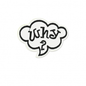 Scudo Termoadesivo Comics bubble why 74x58 mm bianco/nero x1