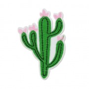Scudo Termoadesivo Cactus fiore 82x55 mm verde/rosa x1