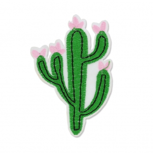 Scudo Termoadesivo Cactus fiore 82x55 mm verde/rosa x1