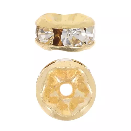 Rondelle Strass mm. 5 dorate/Crystal x4