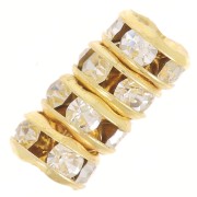Rondelle Strass mm. 5 dorate/Crystal x4