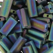Rectangle Beads Miyuki 4x9 mm RECT-401FR- Black AB Mat x8g