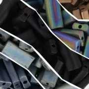 Rectangle Beads Miyuki 4x9 mm RECT-401FR- Black AB Mat x8g