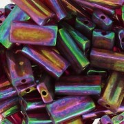 Rectangle Beads Miyuki 4x9 mm RECT-301- Dark Topaz Rainbow Gold Luster x8g|raw }}