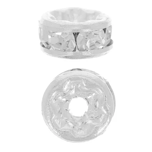 Rondelle Strass mm. 5 argentato/Crystal x4
