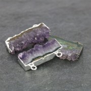 Pendente Druzy 2 anellini 30-45 mm Ametista/argentato x1