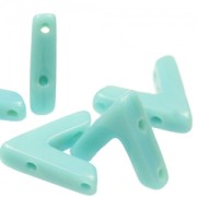 Perline in vetro avec 3 fori forme V AVA® Bead 10x4 mm Green Turchese x10