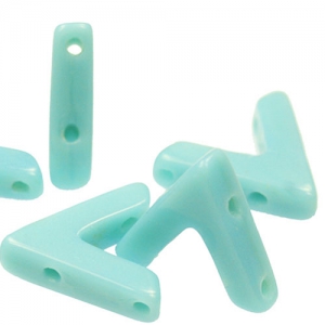 Perline in vetro avec 3 fori forme V AVA® Bead 10x4 mm Green Turchese x10