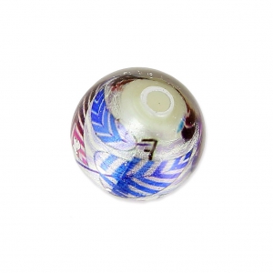 Perla con stampa motivo foglia 11.5 mm Viola/Silver x1