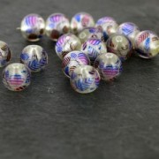 Perla con stampa motivo foglia 11.5 mm Viola/Silver x1