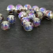 Perla con stampa motivo foglia 11.5 mm Viola/Silver x1