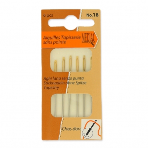 Aghi tappezzeria cruna dorata senza punta estremità rotonda Mediac n°18 x6