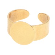 Anello regolabile per cabochon a fondo piatto da 12 mm - Dorato con oro fino x1