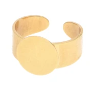 Anello regolabile per cabochon a fondo piatto da 12 mm - Dorato con oro fino x1