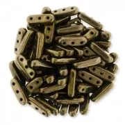 Perline in vetro Czechmates Beam Beads 3 fori 3x10mm Bronze x5g