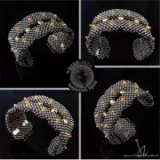 Perle in vetro Rep. Ceca Honeycomb Jewel 6 mm Jet Brown Flare x20