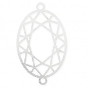 Distanziatore stile cabochon sfaccettato 2 anelli mm.24 in Argento 925  x1|raw }}