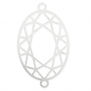 Distanziatore stile cabochon sfaccettato 2 anelli mm.24 in Argento 925  x1