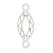 Separatore stile cabochon sfaccettato navetta 2 anelli mm.15 in Argento 925  x1