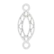 Separatore stile cabochon sfaccettato navetta 2 anelli mm.15 in Argento 925  x1