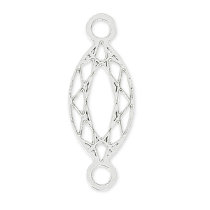 Separatore stile cabochon sfaccettato navetta 2 anelli mm.15 in Argento 925  x1