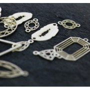 Separatore stile cabochon sfaccettato navetta 2 anelli mm.15 in Argento 925  x1