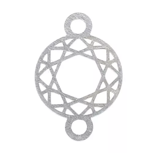 Separatore stile cabochon sfaccettato rotondo 2 anelli mm.12 in Argento 925 x1