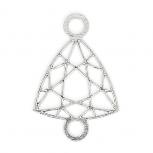 Separatore stile cabochon sfaccettato triangolo 2 anelli mm.12 in Argento 925 x1