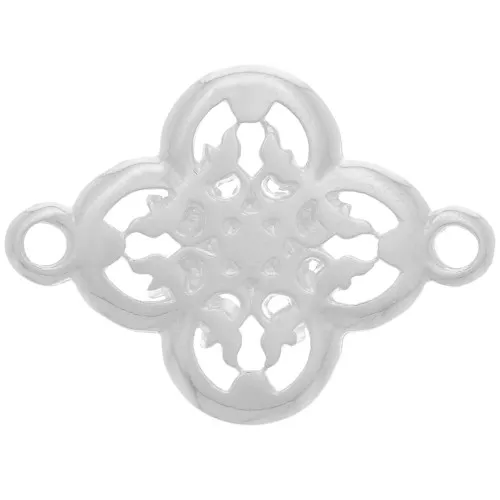 Distanziatore filigranato Fiore 20 mm Placcatura argento fino x1