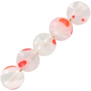 Perle tonde Millefiori mm. 12 Crystal fiori Rosso x4|raw }}
