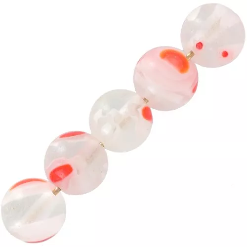 Perle tonde Millefiori mm. 12 Crystal fiori Rosso x4