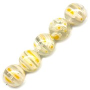 Perle tonde Millefiori mm. 10 Crystal fiori Giallo x5