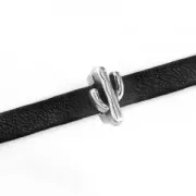 Passante slider cactus per laccetto 5 mm Placcatura argento antico x1
