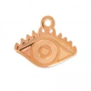 Ciondolo occhio porta fortuna 12mm dorato rosa x1