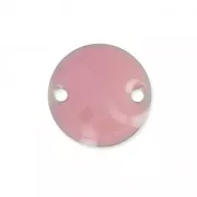 Distanziatori rotondi in metallo 2 fori resina epossidica mm. 10 Rosa x5